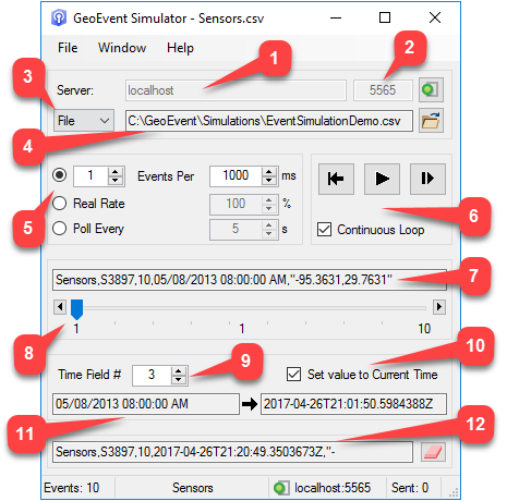 GeoEvent Simulator elements GeoEvent Simulator elements
