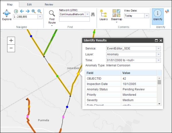 Features identified on the map Features identified on the map