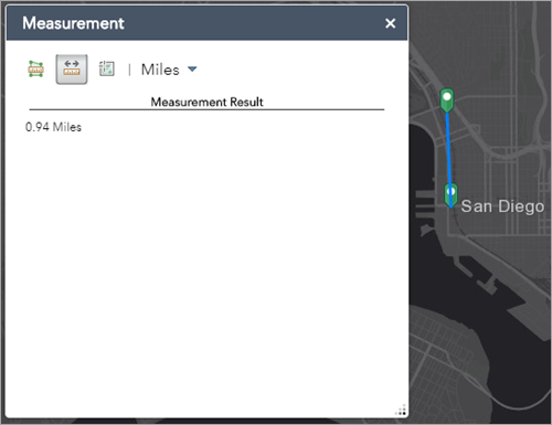 Polyline measurement result with geometry on map Polyline measurement result with geometry on map